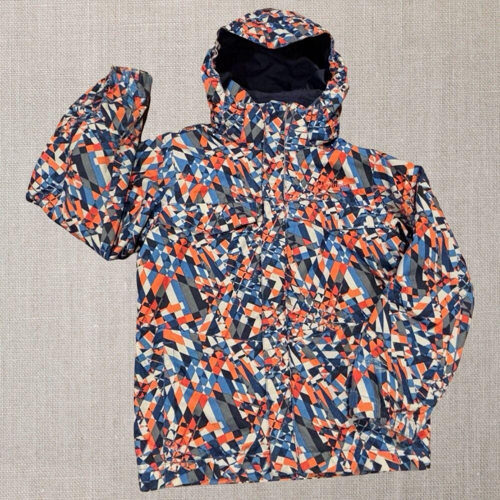 Columbia Interchange 3-in-1 Hooded Winter Jacket Blue Geometric XS Omni Tech